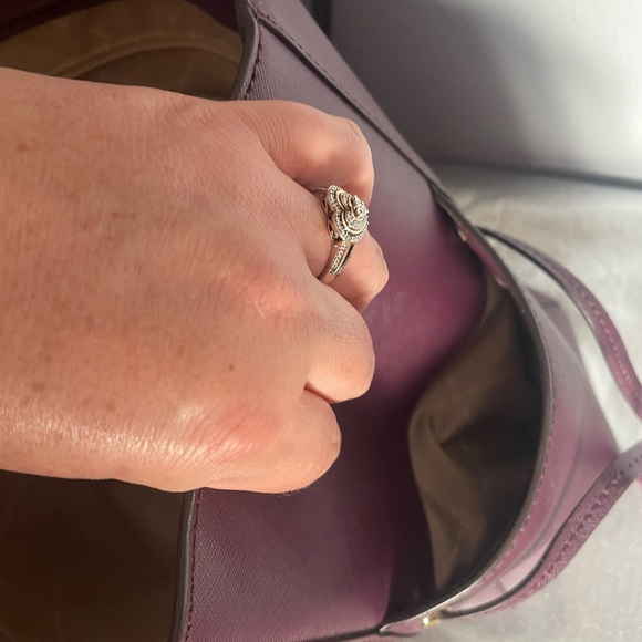 Michael Kors Purple Structured Tote with Gold Charm - Picture 5 of 8